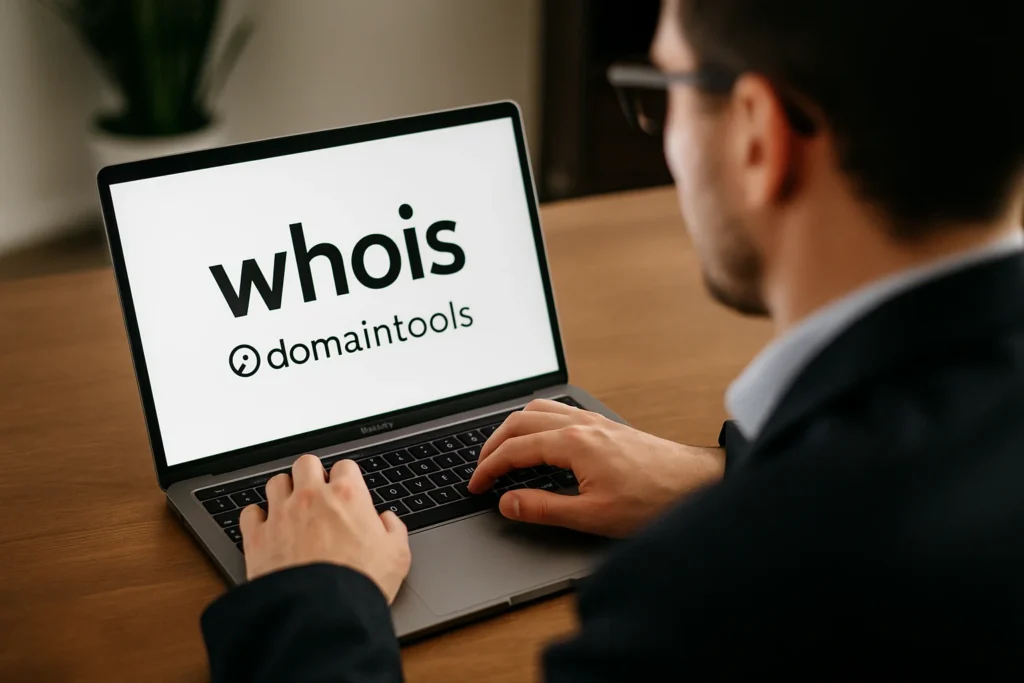 Consultation d’un service Whois pour contrôler la fiabilité des sites internet et identifier le propriétaire d’un domaine.
