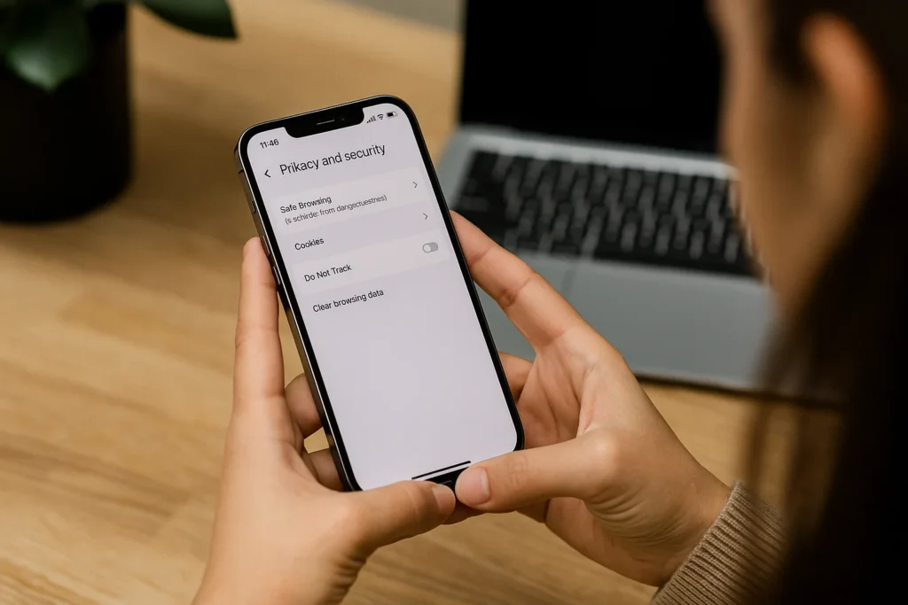 Réglages de confidentialité et cookies Google Chrome sur iPhone